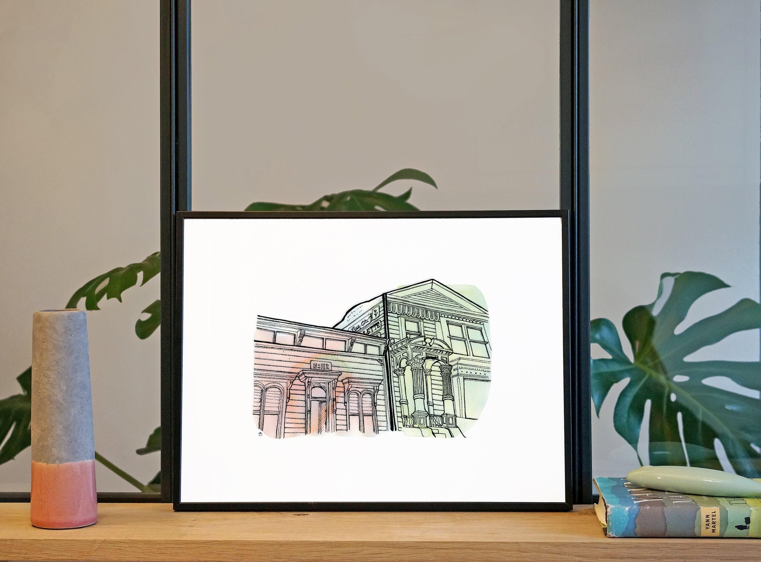 Illustration Maisons Victoriennes, San Francisco'/Affiche 30x40