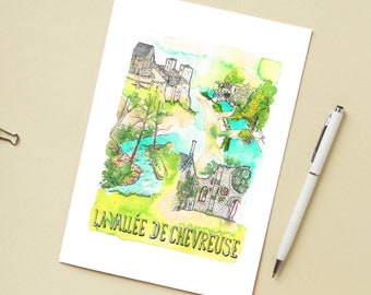 Illustration 'Bordeaux, France' / Post card 4,13" x 5,83"