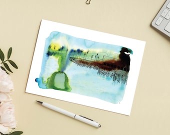 Illustration 'View from Santa Barbara Pier' / Post card 4,13" x 5,83"