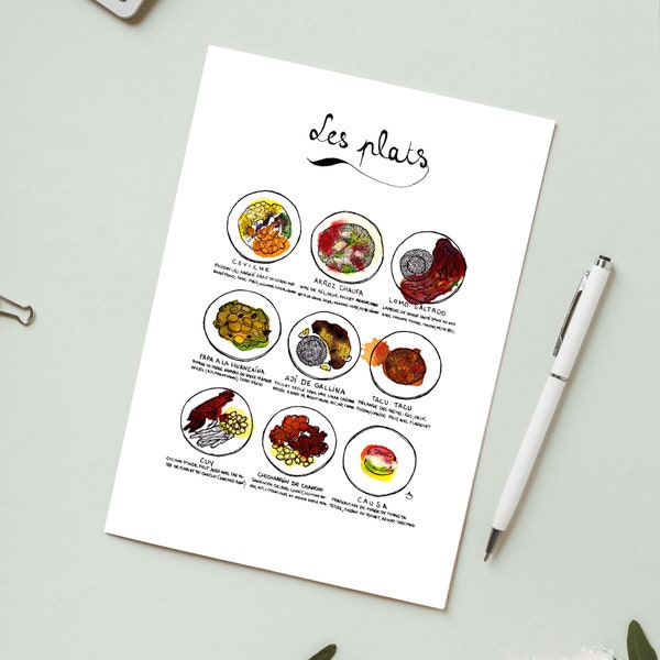 Carte 'Les plats péruviens' / Carte postale A6 10x15