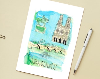Illustration 'Bordeaux, France' / Post card 4,13" x 5,83"
