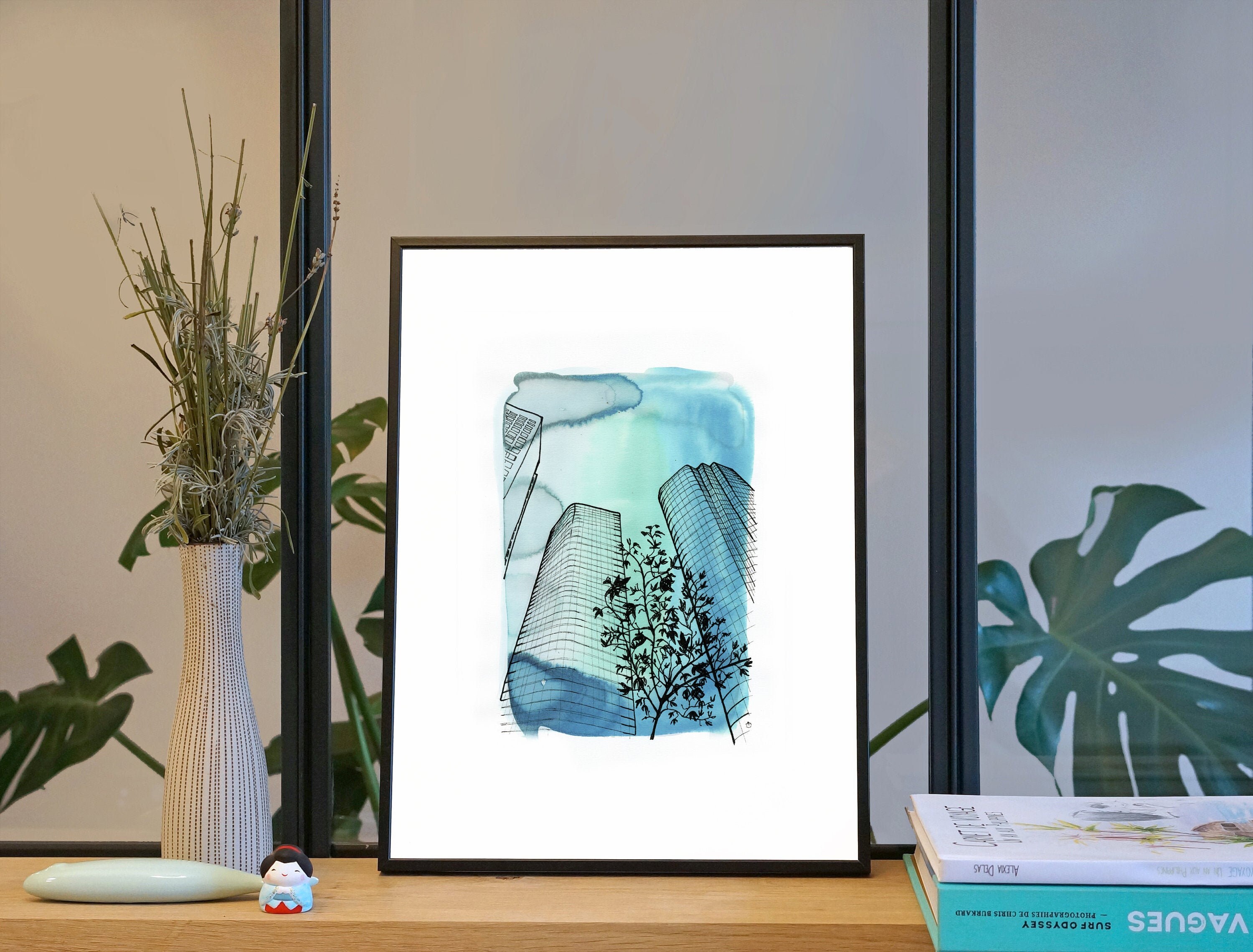 Illustration Downtown, Los Angeles'/Affiche 30x40