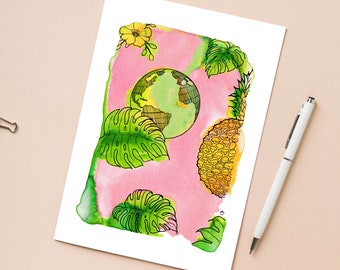 Illustration 'Tropical escape' / Postcard 4,1" x 5,8"