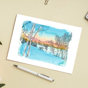 Carte 'Lever du soleil en montagne' / Carte postale A6 10x15