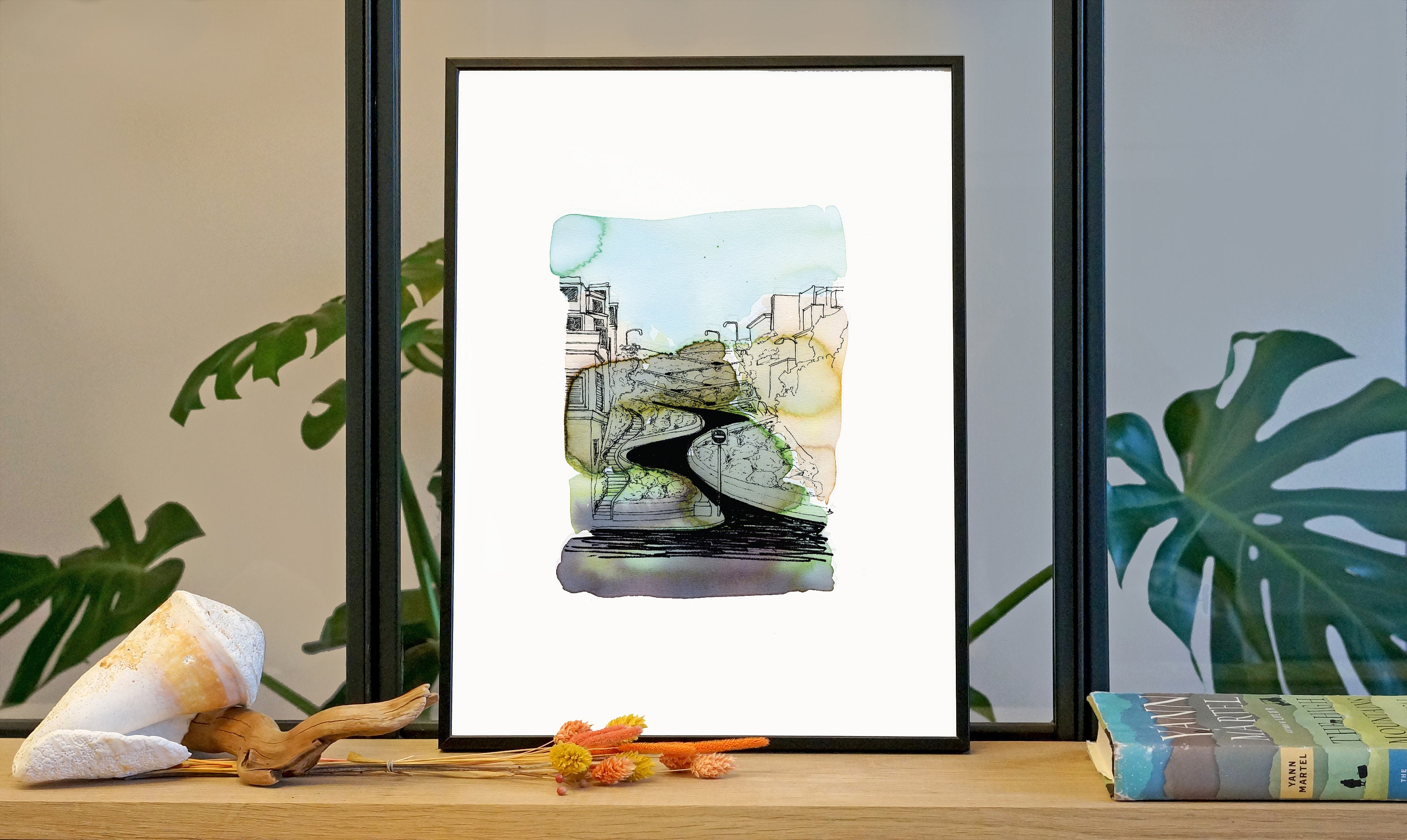 Illustration Lombard Street, San Francisco'/Affiche 30x40