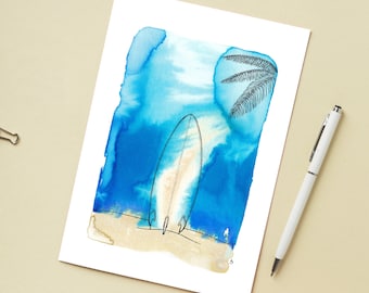 Illustration 'Tropical surfing' / Postcard 4,1" x 5,8"