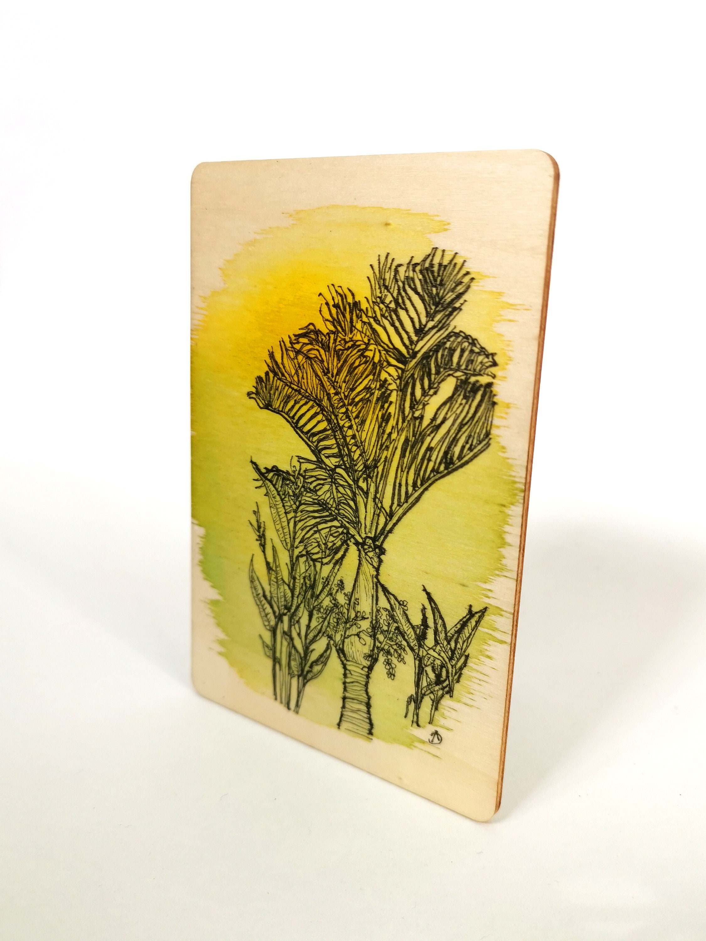 Peinture Originale sur Bois Palmiers' I Petit Format