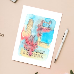 Kaart 'Les Sables d'Olonne, Frankrijk' / Ansichtkaart A6 10x15