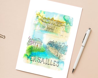 Illustration 'Versailles, France' / Post card 4,13" x 5,83"