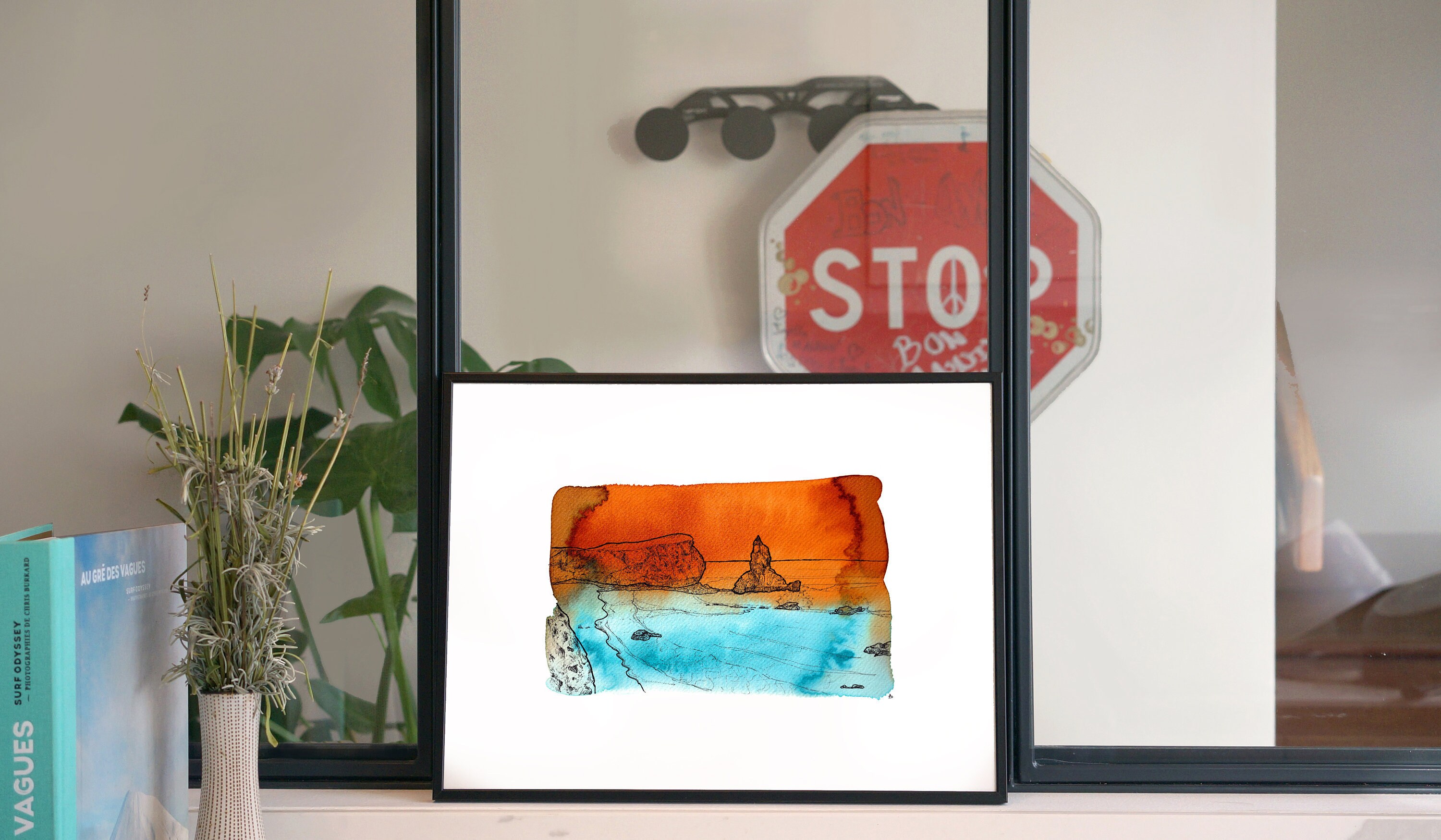 Illustration Plage de Bermejo'/Affiche 30x40