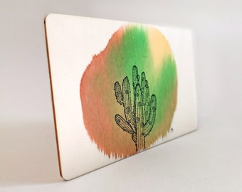 Original painting on upcycled wooden board 'Cactus' I Small format