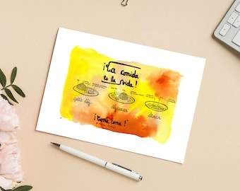 Illustration 'Food is life' / Post card 4,13" x 5,83"