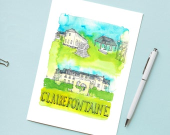 Illustration 'Clairefontaine, France' / Post card 4,13" x 5,83"