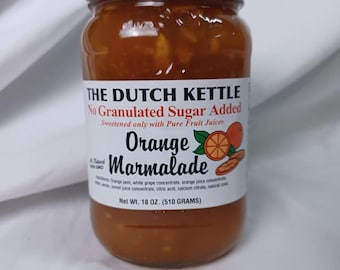 Dutch Kettle Sugar Free Orange Marmalade | No added sugar | Amish Made  | All Natural Ingredients |19 oz