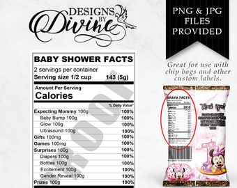 Baby Shower Nutrition Facts Label - Custom Label - Baby - Bundle of Joy - Mama - Chip Bag - Candy - Printable - Party Favor - Custom Favors