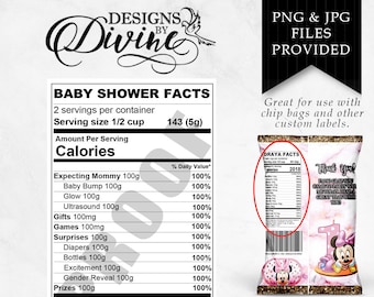 Baby Shower Nutrition Facts Label - Custom Label - Baby - Bundle of Joy - Mom - Chip Bag - Candy - Printable - Party Favor - Custom Favors