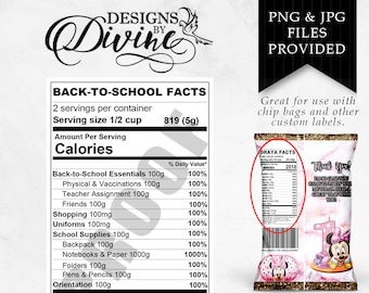 Back-to-School Nutrition Facts Label – Custom Party Favors (Digital Download)