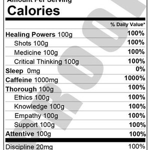 Nurse Nutritional Facts Label - Custom Label - Chip Bag - Water Bottle Label - Candy Label - Printable - Label - Party Favor - Custom Favors image 2