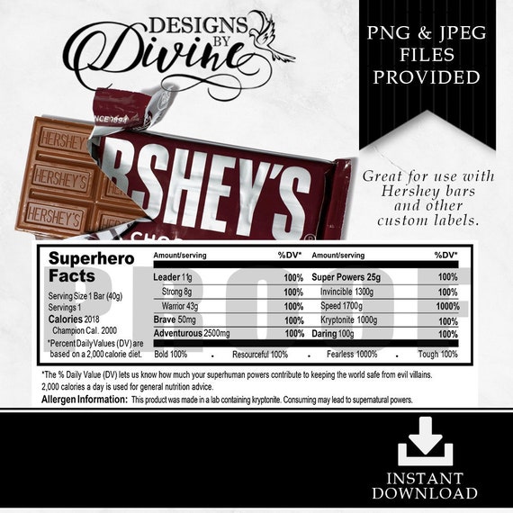 Hershey Bar Candy Wrapper Template from i.etsystatic.com