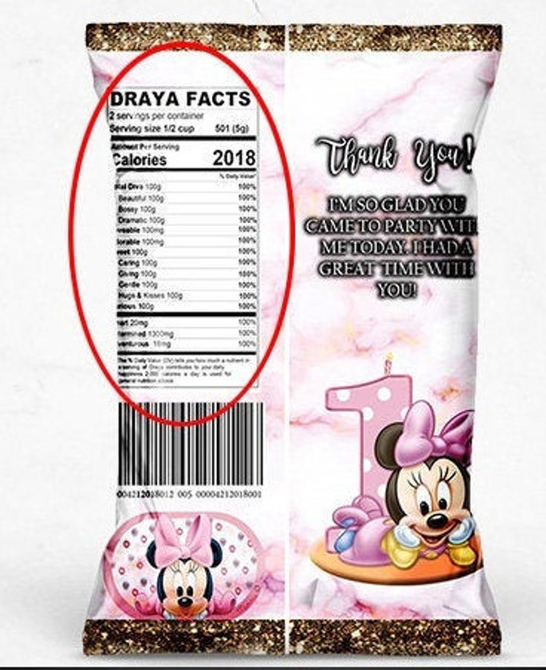 Birthday Nutrition Facts Label - Custom Label - Chip Bag - Water Bottle ...