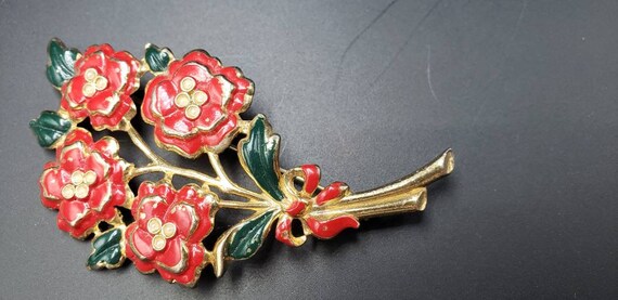 Vintage Painted Flower Brooch - image 2