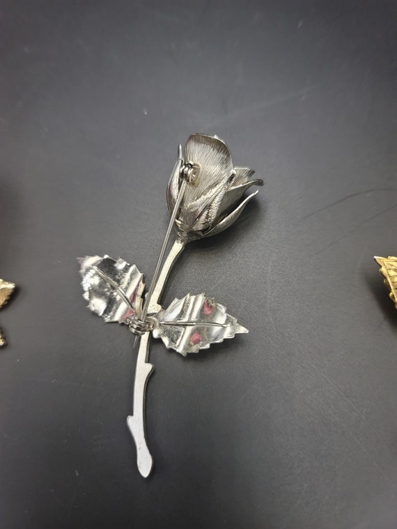 Broche Vintage Métal - Motif Roses Et Points De Croix, Très Bon État