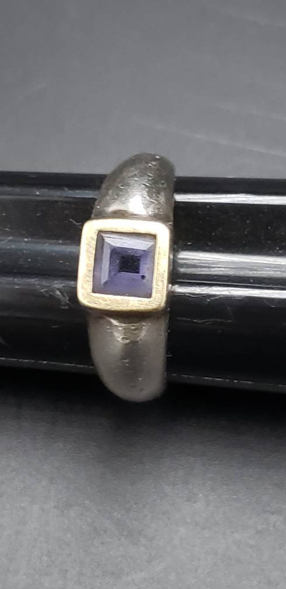Vintage 925, and 18k Purple Stone Ring - Size 7 - image 1