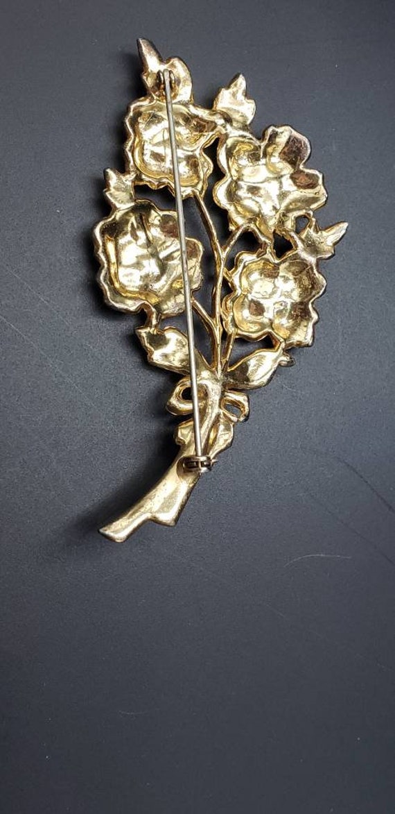 Vintage Painted Flower Brooch - image 4