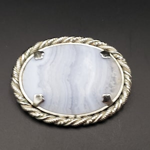 Vintage Blue Agate Brooch