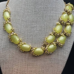Vintage Yellow Plastic Moonglow Necklace Set