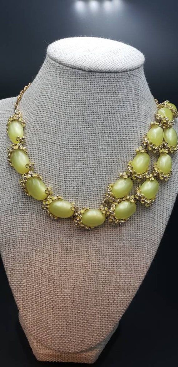 Vintage Yellow Plastic Moonglow Necklace Set