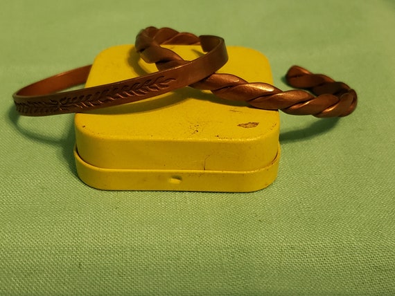 Vintage Copper Cuff Bracelets - Two Bracelets - image 1