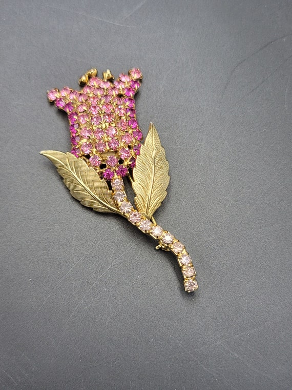 Vintage Hobe Rhinestone Flower Brooch