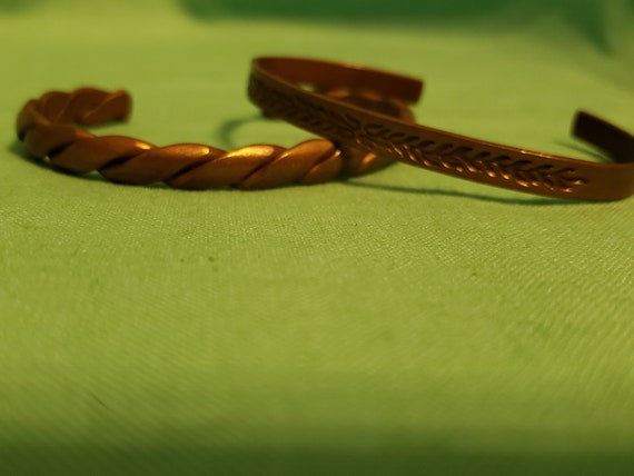 Vintage Copper Cuff Bracelets - Two Bracelets - image 2