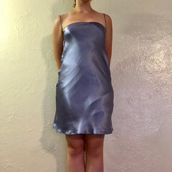 vintage sky blue silk slip dress - UNIF