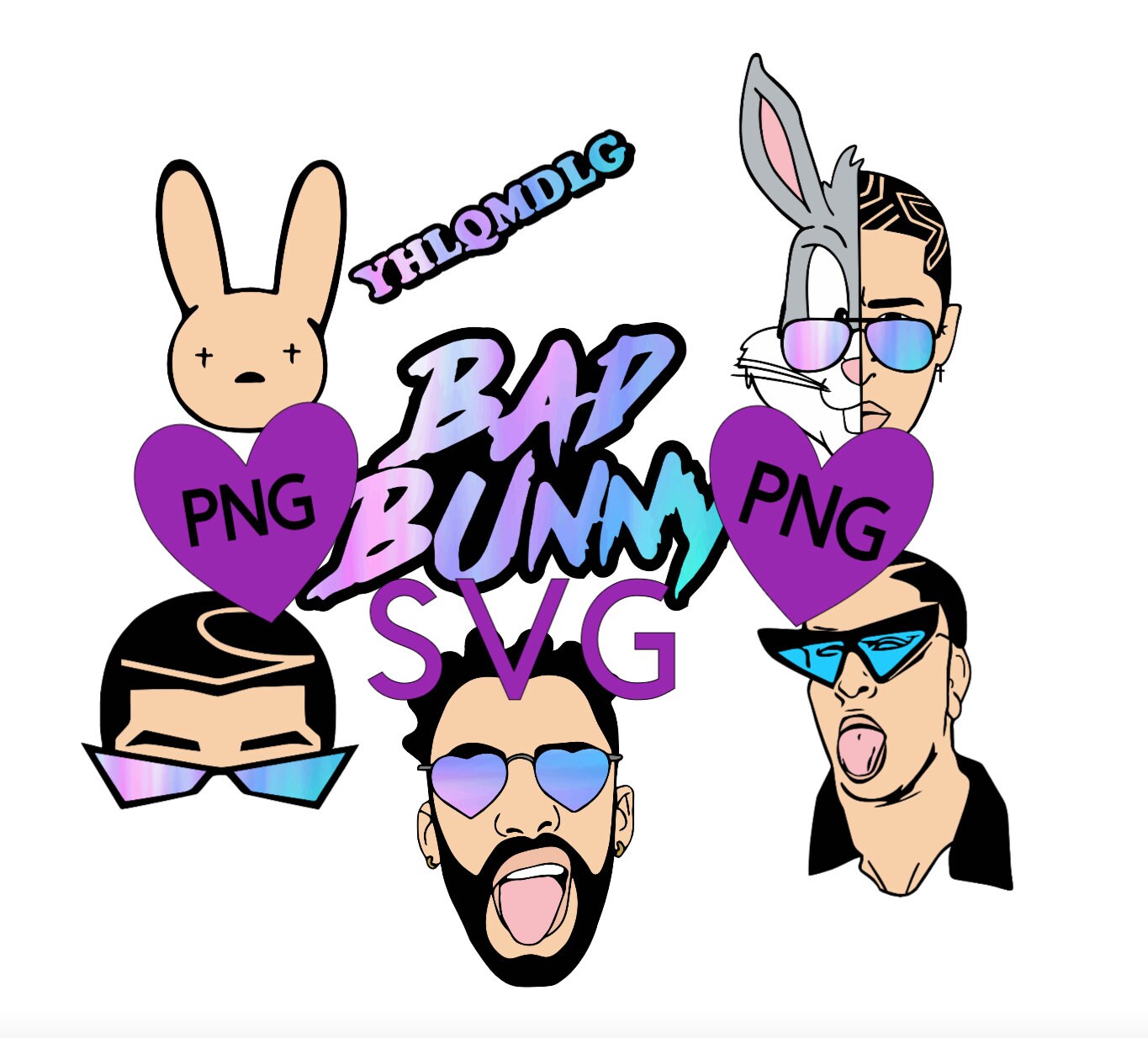 BAD BUNNY Digital SVG El Conejo Malo Bundle Layered Silhouette Cricut…
