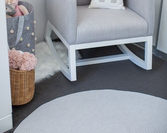 Solid Light Grey rug - perfect for a gender neutral nursery made with thick and super soft 100% cotton wool