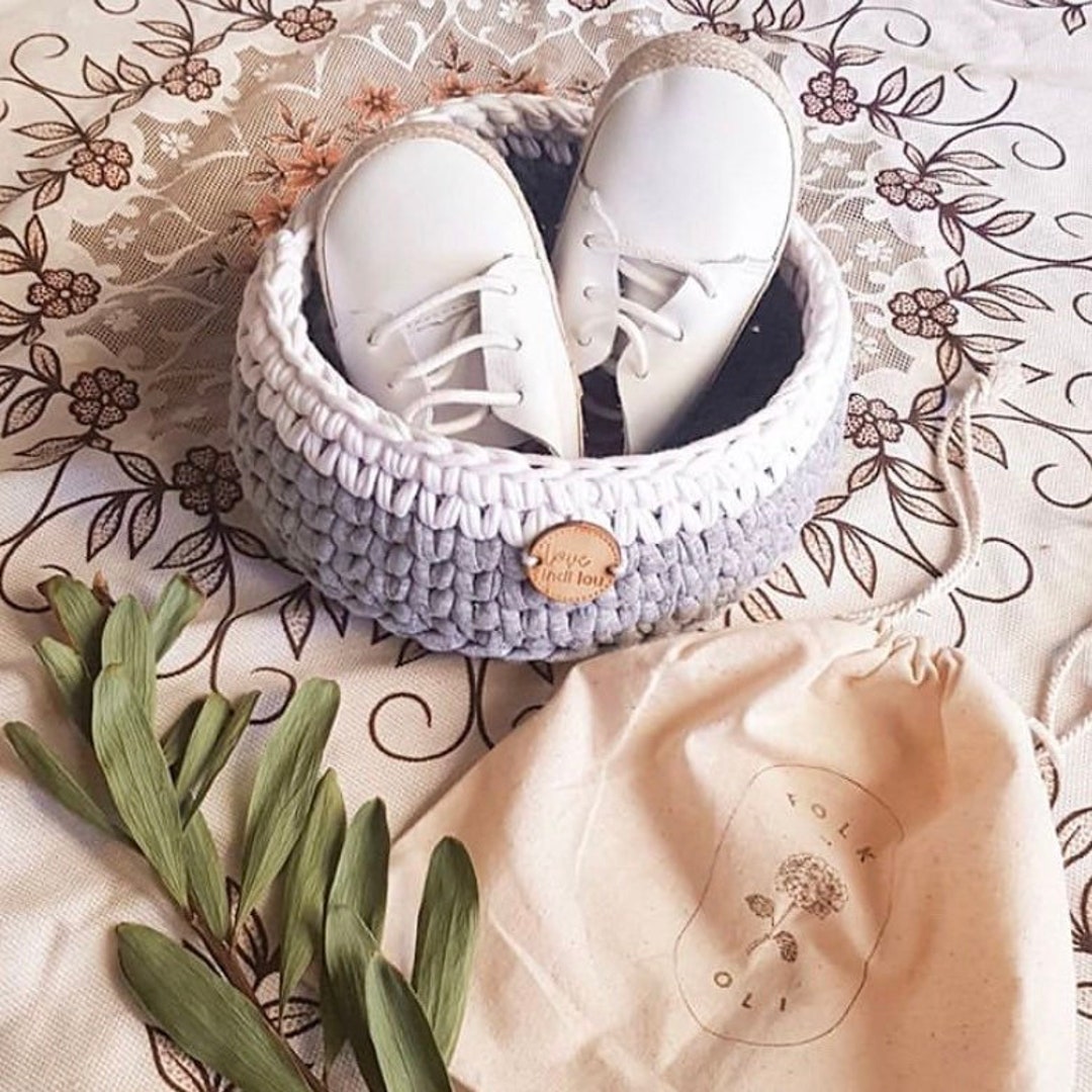 Woodland Nursery Baskets, Nursery Decor, Grey Basket, Tshirt Yarn