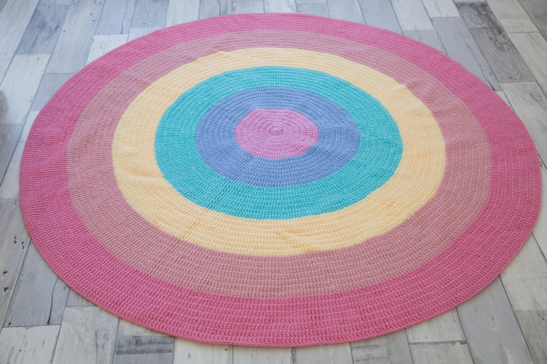 Round Rug Rainbow beautifully thick and soft Nursery Rug Etsy