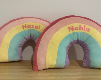 Rainbow Plush Cushions - PERSONALISE GIFT - perfect for any kids bedroom and travel!