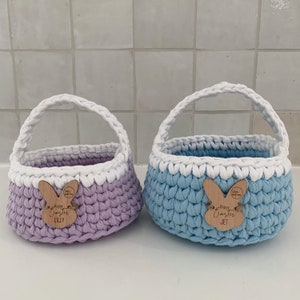 Easter Baskets Lilac Easter Gift Personalised Unique keepsake Lt Blue + White