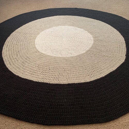 Crochet Round Rug - Perfect for Boys bedroom or Nursery, Blues, Greys, Mints + Blacks, custom combinations available shops