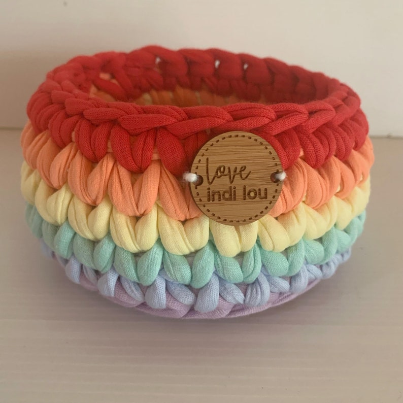 Rainbow Basket Handmade With Thick Quality Recycled