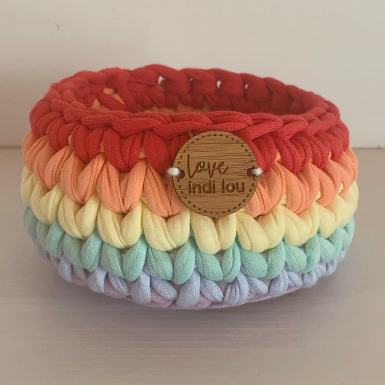 Rainbow Basket Bright Handmade With Thick Quality Recycled | Etsy