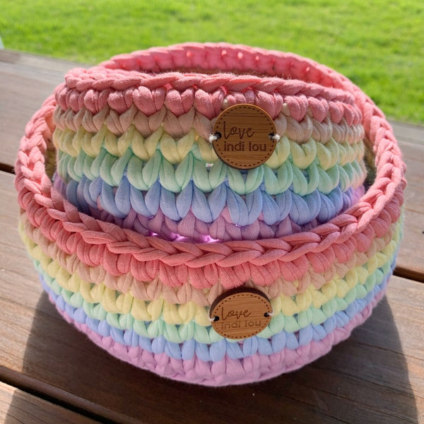 Rainbow Woven Basket - Etsy UK