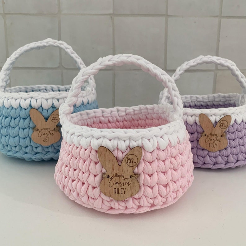 Easter Baskets Lilac Easter Gift Personalised Unique keepsake Pink + White