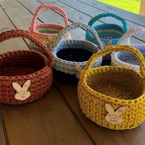 Easter Baskets - Handmade with Recycled Tshirt Yarn - Easter Gift - Custom Colours + personalised