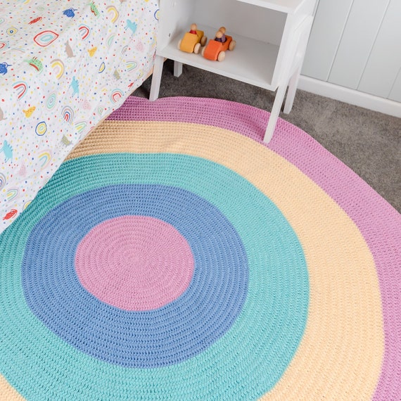 Pink Rainbow Crochet Rug Nursery, Pink Rugs For Nursery
