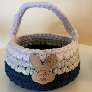 Easter Baskets Lilac Easter Gift Personalised Unique keepsake Navy, Grey + white