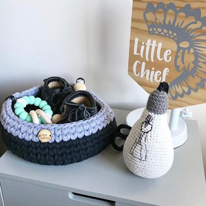 Häkeln Korb Marine blau grau nautische Dekor Lagerung | Etsy